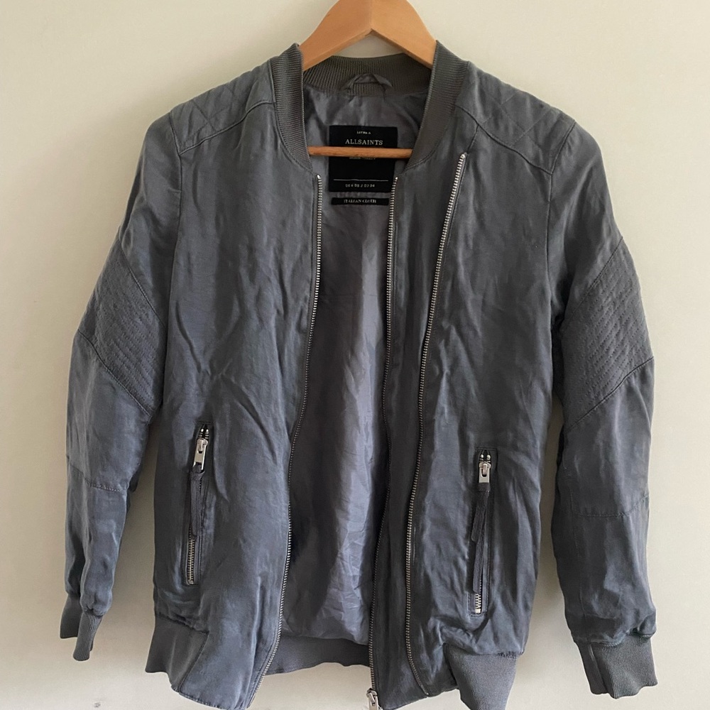 All Saints  Charcoal Bomber Jacket